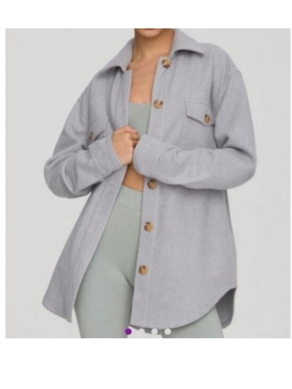 Good American Longline Shacket in Dusty Quarry Size XS/X - Picture 3 of 7